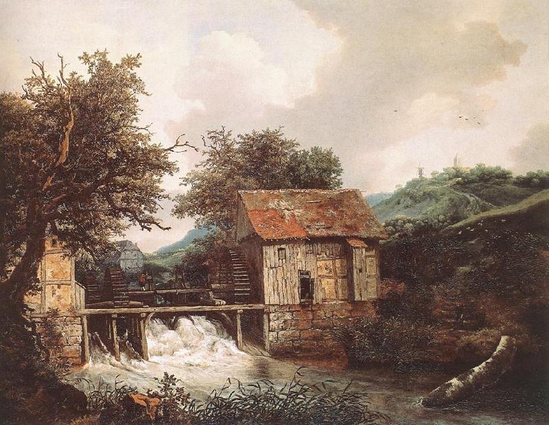 RUISDAEL, Jacob Isaackszon van Two Watermills and an Open Sluice near Singraven France oil painting art